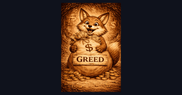 Fear and Greed Index steampunk fox illustration - Greed sentiment